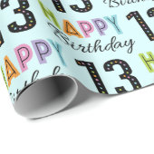 13e verjaardag Kleurrijke Typografie Cadeaupapier (Rol Hoek)
