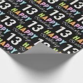 13e verjaardag Kleurrijke Typografie Cadeaupapier (Hoek)