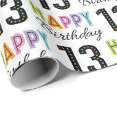 13e verjaardag Kleurrijke Typografie Cadeaupapier (Rol Hoek)
