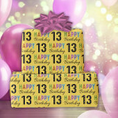 13e verjaardag Kleurrijke Typografie Cadeaupapier