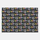 13e verjaardag Kleurrijke Typografie Inpakpapier Vel (Voorkant 3)