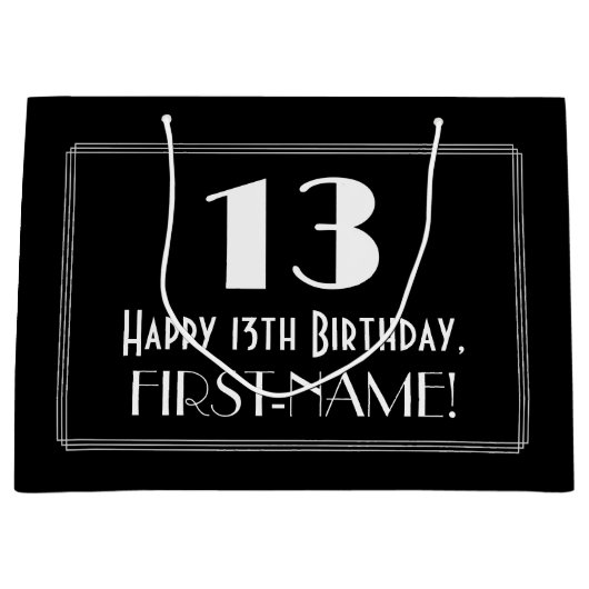 13e verjaardag: Kunst Deco Geïnspireerde stijl "13 Groot Cadeauzakje (Voorkant)