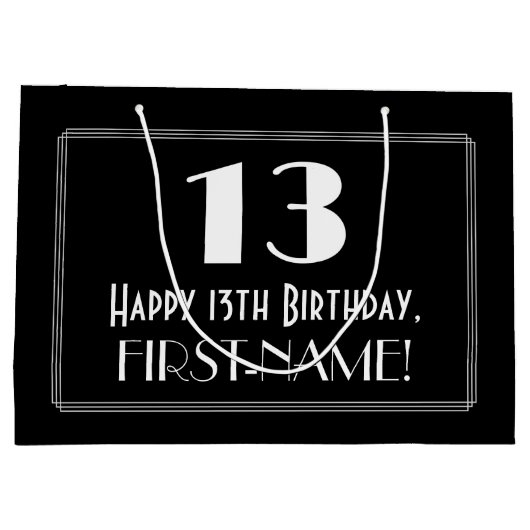 13e verjaardag: Kunst Deco Geïnspireerde stijl "13 Groot Cadeauzakje (Achterkant)