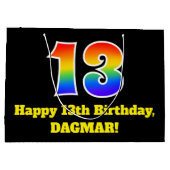 13e verjaardag ~ Leuk, Kleurrijk, Levendig, Regenb Groot Cadeauzakje (Achterkant)