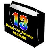 13e verjaardag ~ Leuk, Kleurrijk, Levendig, Regenb Groot Cadeauzakje (Achterkant Gekanteld)
