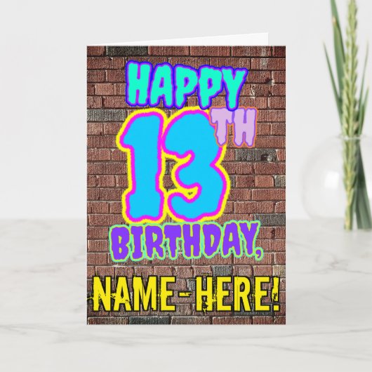 13e verjaardag - Leuk, Urban Graffiti geïnspireerd Kaart (Voorkant)