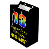13e verjaardag: Leuk, Vet, Kleurrijk, Regenboog "1 Medium Cadeauzakje (Achterkant Gekanteld)