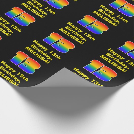 13e verjaardag: Leuke, kleurrijke regenboog geïnsp Cadeaupapier (Hoek)