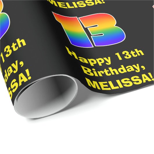 13e verjaardag: Leuke, kleurrijke regenboog geïnsp Cadeaupapier (Rol Hoek)