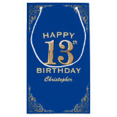 13e verjaardag Lijst Blauw en Glitter Glitter Klein Cadeauzakje (Achterkant)