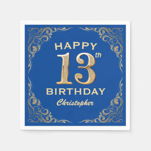 13e verjaardag Lijst Blauw en Glitter Glitter Servet