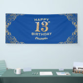 13e verjaardag Lijst Blauw en Glitter Glitter Spandoek (Beurs)