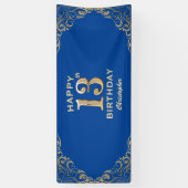 13e verjaardag Lijst Blauw en Glitter Glitter Spandoek (Verticaal)