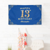13e verjaardag Lijst Blauw en Glitter Glitter Spandoek (Insitu)