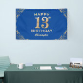 13e verjaardag Lijst Blauw en Glitter Glitter Spandoek (Beurs)