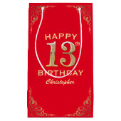 13e verjaardag Lijst van de Rode en de Gouden Glit Klein Cadeauzakje (Voorkant)