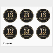 13e verjaardag Lijst voor zwarte en goudglitter Ronde Sticker (Vel)