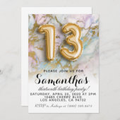 13e verjaardag marmer Gold-uitnodiging Kaart (Voorkant / Achterkant)