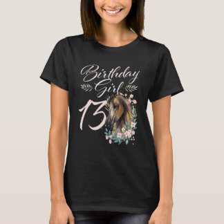 13e verjaardag meisje paard 13 jaar oud verjaardag t-shirt