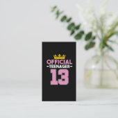 13e verjaardag Meisje Prinses Officiële tiener Visitekaartje (Staand voorkant)