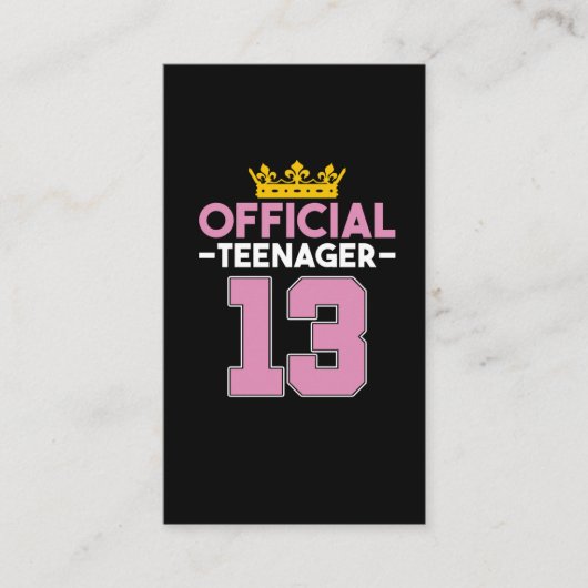 13e verjaardag Meisje Prinses Officiële tiener Visitekaartje (Voorkant)