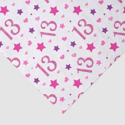 13e verjaardag meisje roze glitter weefsel papier (Detail)
