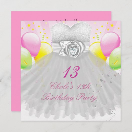 13e verjaardag meisjes 13 13 kaart (Voorkant / Achterkant)