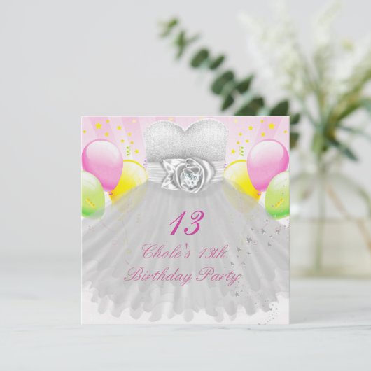 13e verjaardag meisjes 13 13 kaart (Staand voorkant)