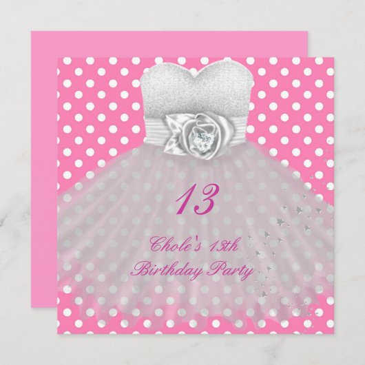 13e verjaardag meisjes 13 13 kaart (Voorkant / Achterkant)