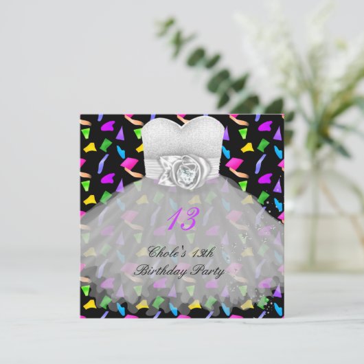 13e verjaardag meisjes 13 13 kaart (Staand voorkant)