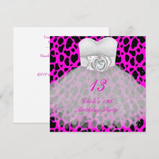 13e verjaardag meisjes 13 13 kaart (Voorkant / Achterkant)