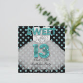 13e verjaardag meisjes 13 Teen Blauwgroen blauw Kaart (Staand voorkant)