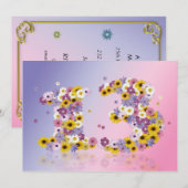 13e verjaardag, met bloembranen kaart (Voorkant / Achterkant)