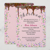 13e verjaardag met chocolade ijsjes en strooisel kaart (Voorkant / Achterkant)