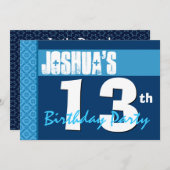13e verjaardag Modern Blauw X210 Kaart (Voorkant / Achterkant)