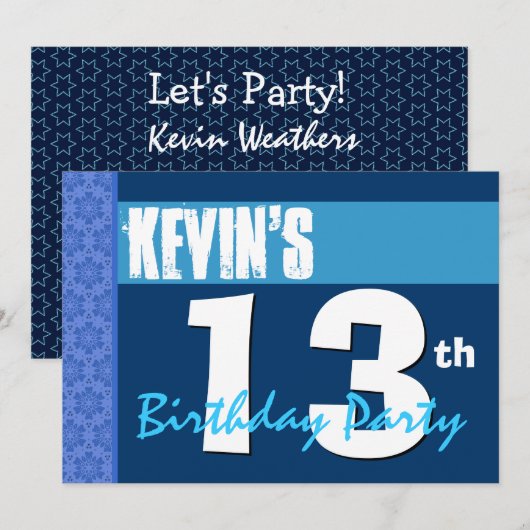 13e verjaardag Modern Blue Recycled 203 Kaart (Voorkant / Achterkant)