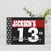 13e verjaardag Modern for Boy Red White Black Y118 Kaart (Staand voorkant)