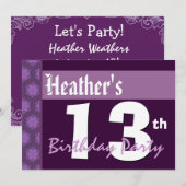 13e verjaardag Modern Paarse X211 Kaart (Voorkant / Achterkant)