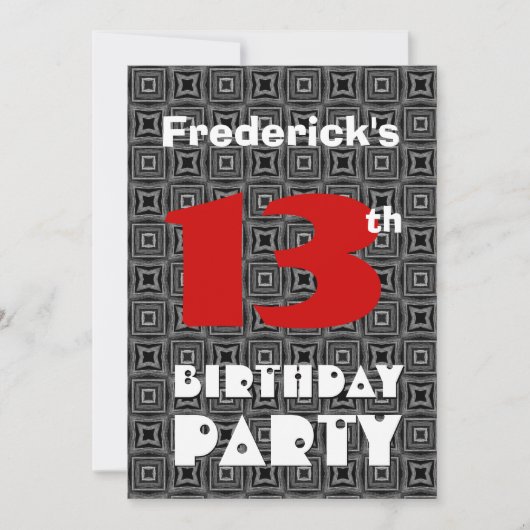 13e verjaardag Modern Teen Black en White Pattern Kaart (Voorkant)