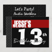 13e verjaardag modern voor hem rood wit zwart g200 kaart (Voorkant / Achterkant)