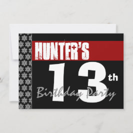13e verjaardag modern voor hem rood wit zwart g206 kaart