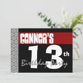 13e verjaardag modern voor hem rood wit zwart g211 kaart (Staand voorkant)