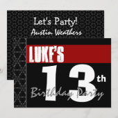 13e verjaardag modern voor hem rood wit zwart g213 kaart (Voorkant / Achterkant)