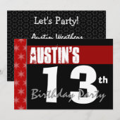 13e verjaardag modern voor hem rood wit zwart x200 kaart (Voorkant / Achterkant)