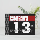 13e verjaardag Modern voor Him Red White Black G20 Kaart (Staand voorkant)