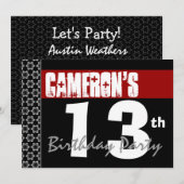 13e verjaardag Modern voor Him Red White Black G20 Kaart (Voorkant / Achterkant)