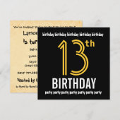 13e verjaardag Moderne Gold en zwarte feestdag Kaart (Voorkant / Achterkant)