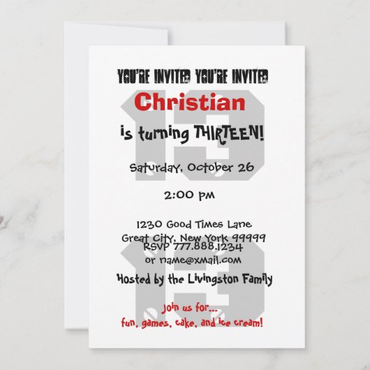 13e verjaardag moderne tiener zwart wit patroon v0 kaart (Achterkant)