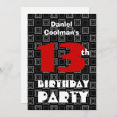 13e verjaardag moderne tiener zwart wit patroon v0 kaart (Voorkant / Achterkant)