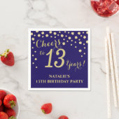 13e verjaardag Navy Blue en Gold Diamond Servet (Insitu)